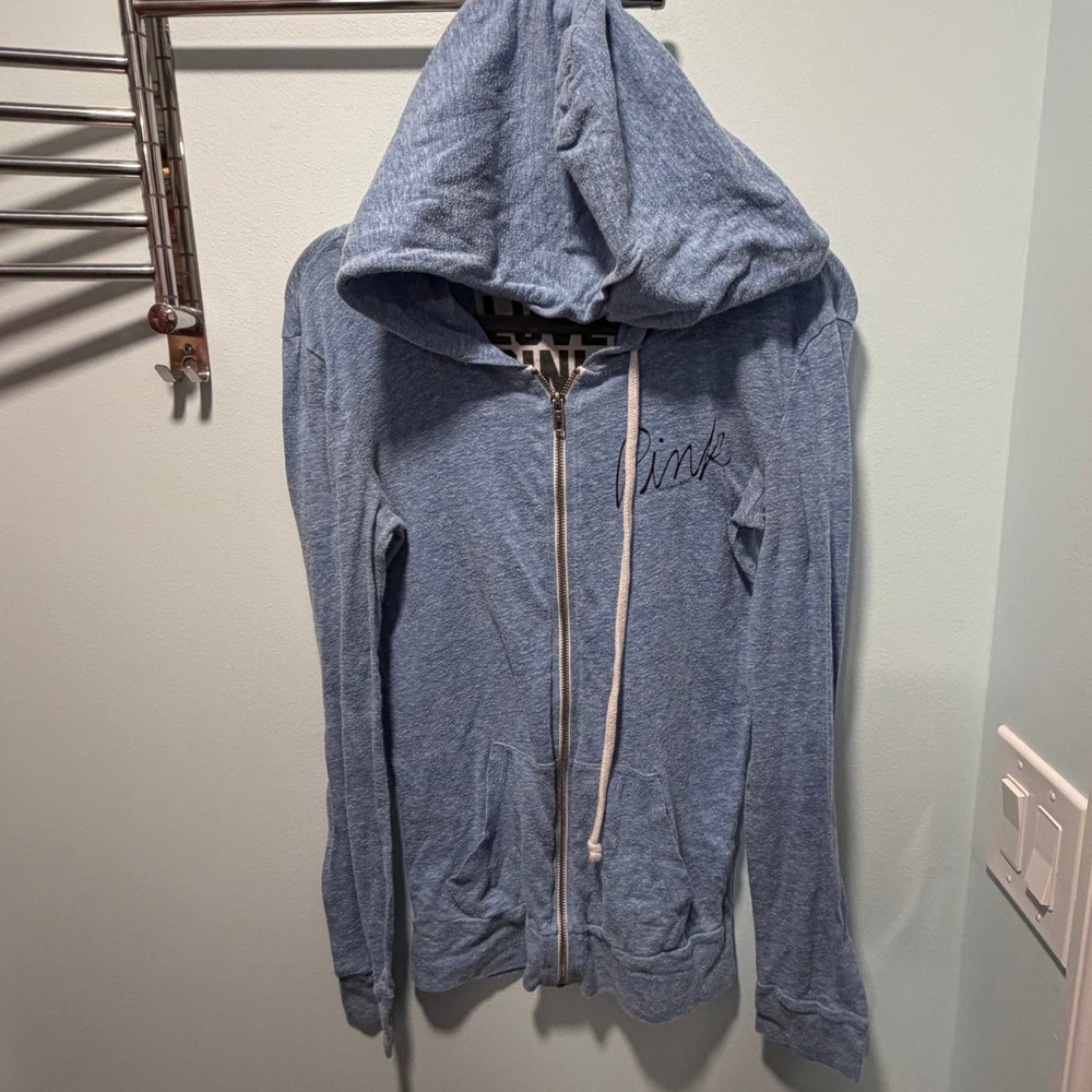 Victorias Secret PINK Womens XS Blue Heathered Full Zip Hoodie